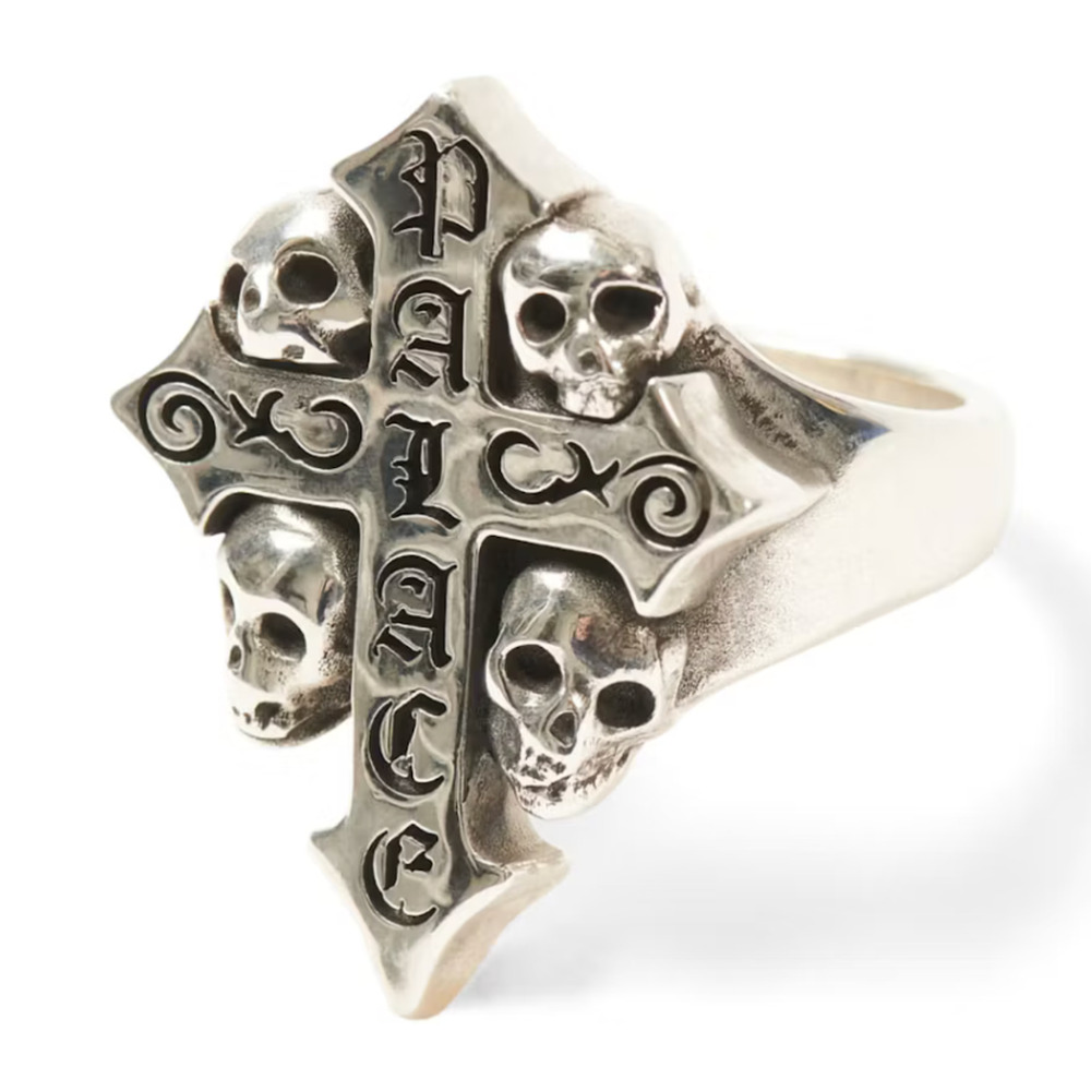 Palace tgf skill cross ring silver (size SMALL)